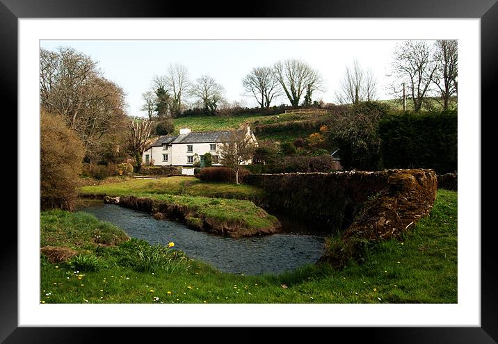 A cornish cottage by the stream Framed Mounted Print by Rob Hawkins