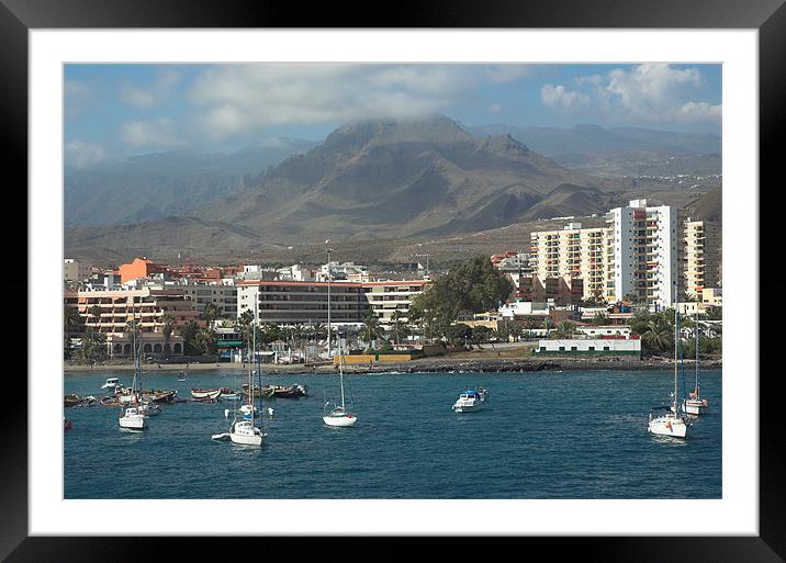 A View of Tenerife from a boat Framed Mounted Print by JEAN FITZHUGH