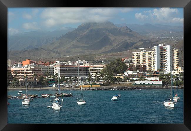 A View of Tenerife from a boat Framed Print by JEAN FITZHUGH