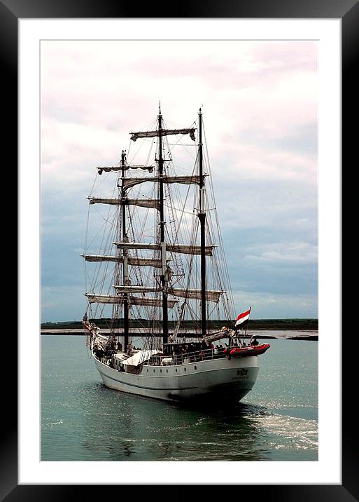 Tall Ship Framed Mounted Print by JEAN FITZHUGH