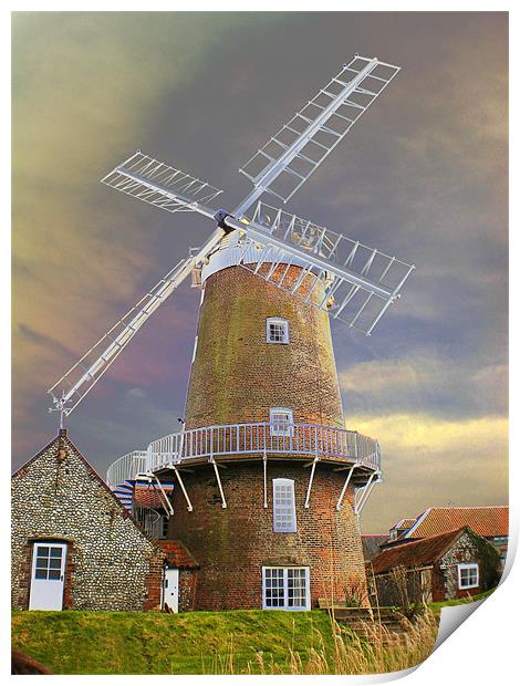 Cley Windmill Print by kelly Draper