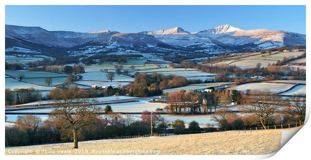 Brecon Beacons as Winter Dawn's Print by Philip Veale