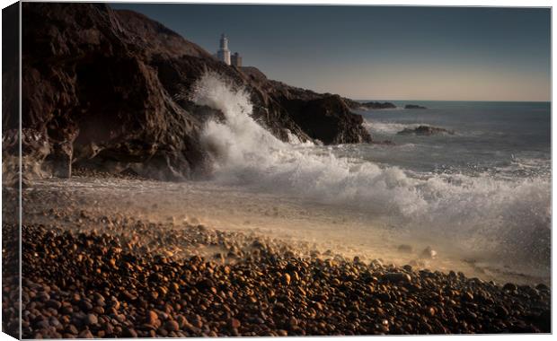 Surf on Bracelet Bay Canvas Print by Leighton Collins