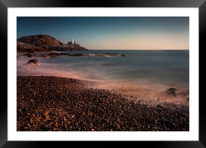 Calm sea on Bracelet Bay Framed Mounted Print by Leighton Collins