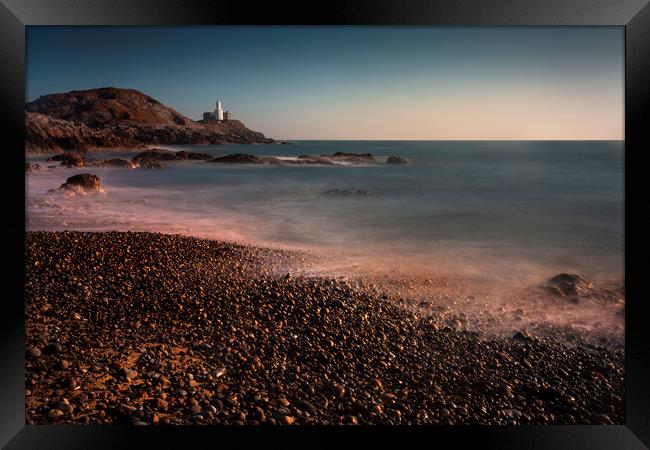 Calm sea on Bracelet Bay Framed Print by Leighton Collins