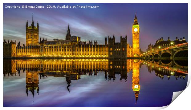 The Palace of Westminster Print by E J T Photography
