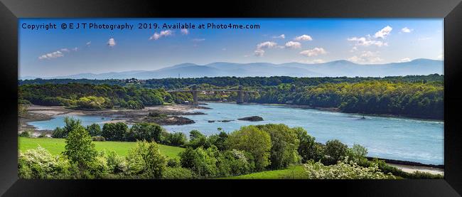 The Menai Straits and the Mountains of Snowdonia Framed Print by E J T Photography
