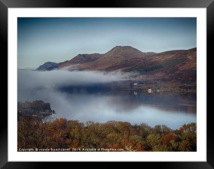 Loch Lomond and Ben Lomond with low lying mist Framed Mounted Print by yvonne & paul carroll