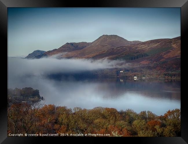 Loch Lomond and Ben Lomond with low lying mist Framed Print by yvonne & paul carroll