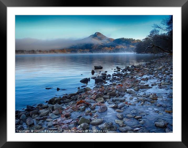 Conic Hill from Inch Cailloch, mist over water Framed Mounted Print by yvonne & paul carroll