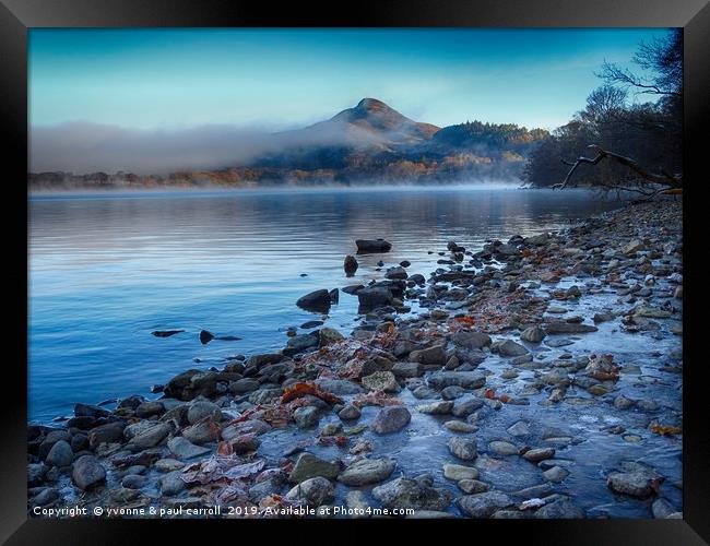 Conic Hill from Inch Cailloch, mist over water Framed Print by yvonne & paul carroll