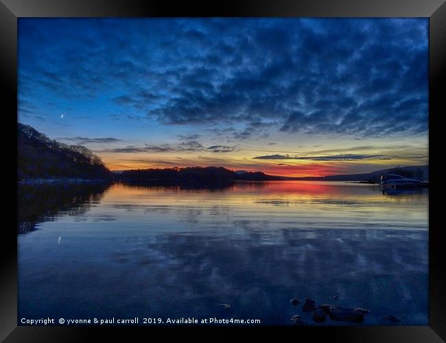 Sunset on Loch Lomond from Port Bawn, Inchcailloch Framed Print by yvonne & paul carroll