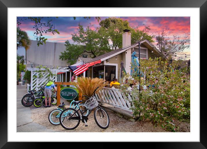 Early Morning at Palm Coast Cafe Framed Mounted Print by Darryl Brooks