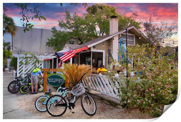 Early Morning at Palm Coast Cafe Print by Darryl Brooks