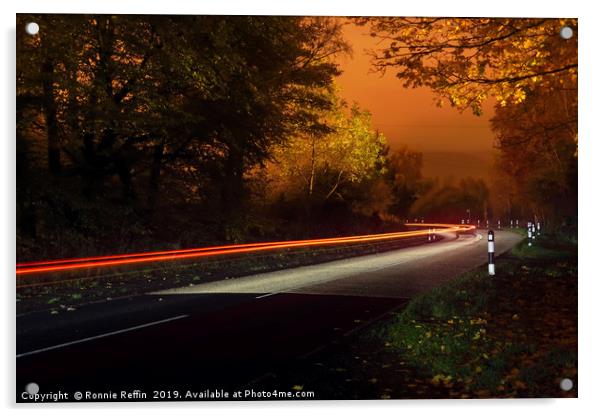 Autumn Night Drive Acrylic by Ronnie Reffin
