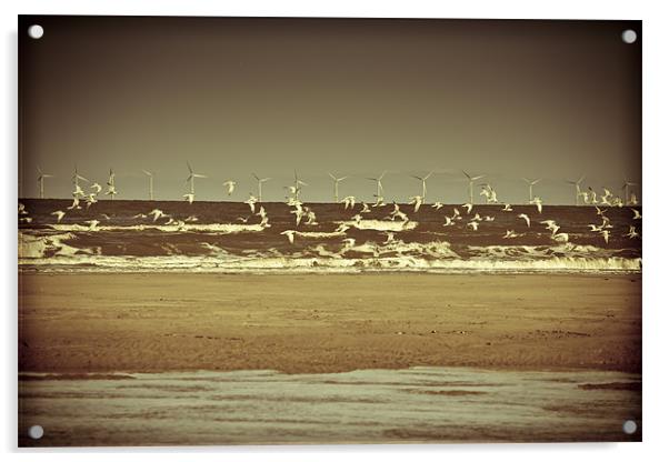 Flock of wind turbines... Acrylic by S Fierros