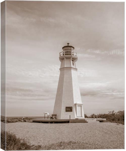 Cape Jourmein Lighthouse, New Brunswick, Canada Canvas Print by Mark Llewellyn