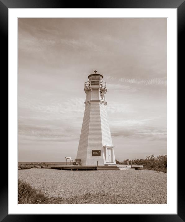 Cape Jourmein Lighthouse, New Brunswick, Canada Framed Mounted Print by Mark Llewellyn