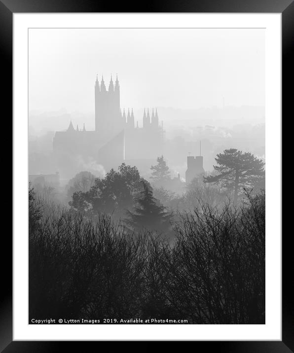 Foggy Canterbury cityscape Framed Mounted Print by Wayne Lytton