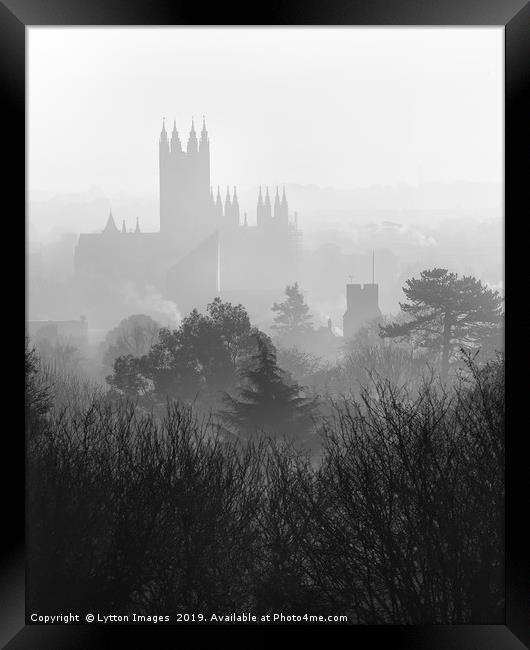 Foggy Canterbury cityscape Framed Print by Wayne Lytton