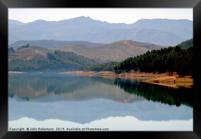 Lake Bermejales, Andalusia, Spain Framed Print by John Robertson