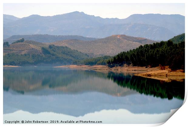 Lake Bermejales, Andalusia, Spain Print by John Robertson
