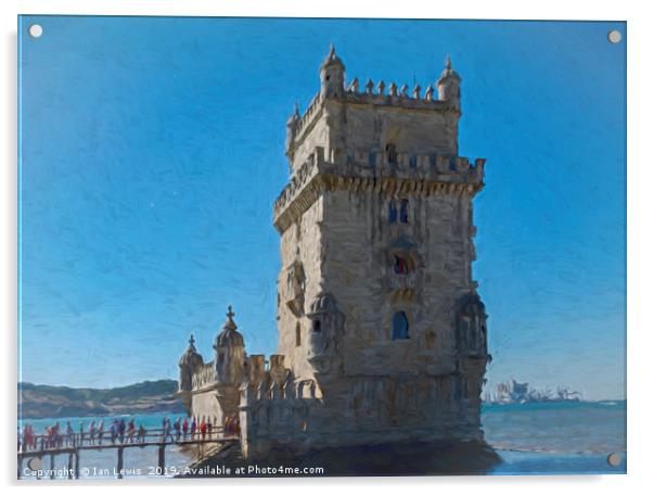 The Belem Tower Lisbon Acrylic by Ian Lewis