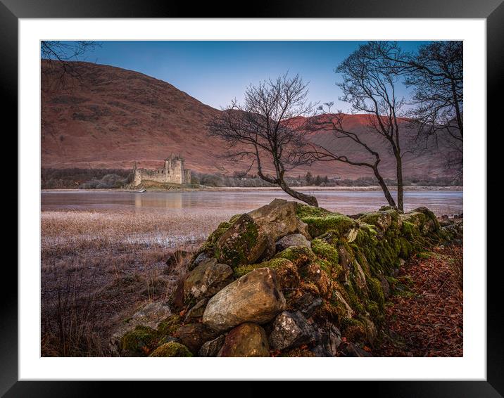 Old stone wall at Kilchurn Castle Framed Mounted Print by George Robertson