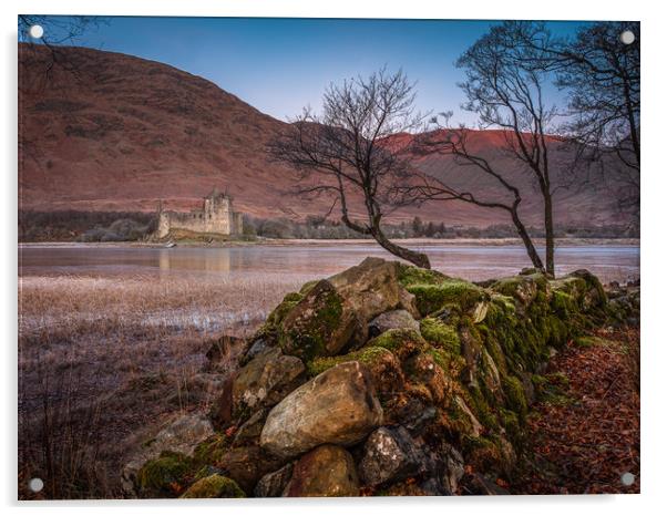 Old stone wall at Kilchurn Castle Acrylic by George Robertson