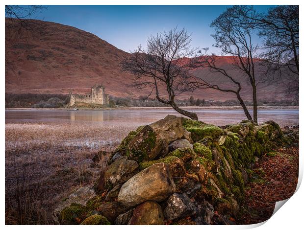 Old stone wall at Kilchurn Castle Print by George Robertson