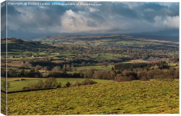 Winter Sun over Lunedale from Folly Top Canvas Print by Richard Laidler