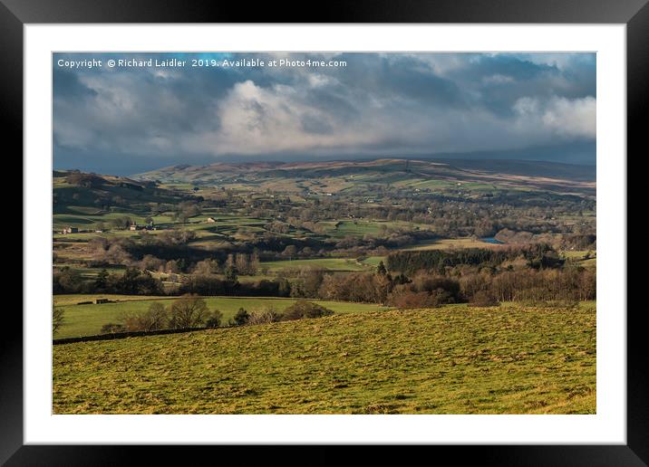 Winter Sun over Lunedale from Folly Top Framed Mounted Print by Richard Laidler