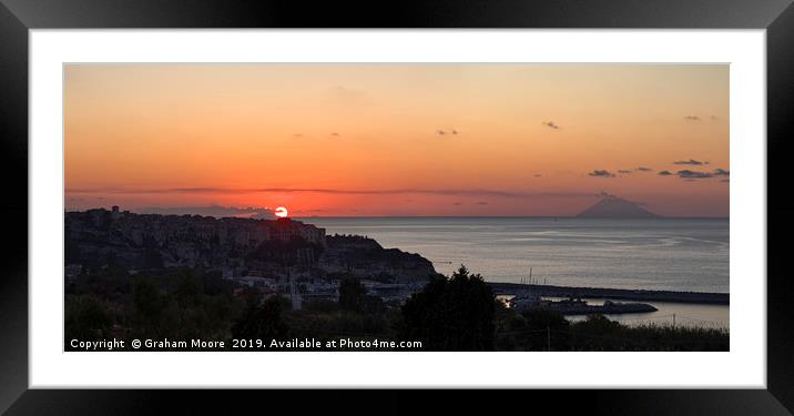 Tropea sunset panorama Framed Mounted Print by Graham Moore