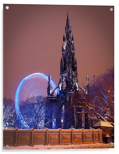 Scott Monument during the winter festival Acrylic by Keith Thorburn EFIAP/b
