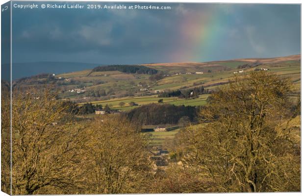 Winter Sun and Rainbow over Eggleston, Teesdale Canvas Print by Richard Laidler