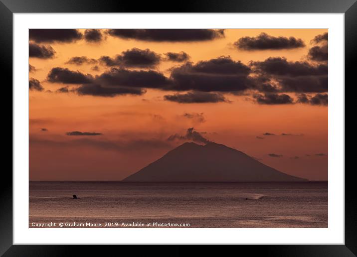 Stromboli sunset Framed Mounted Print by Graham Moore