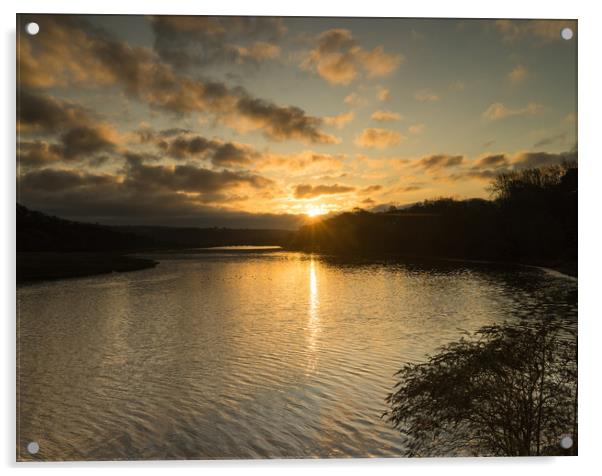 Sunrise on the River Torridge at Bideford , Devon Acrylic by Tony Twyman