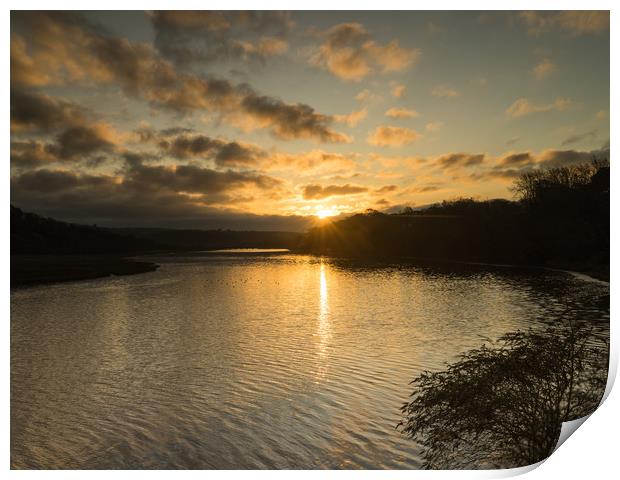Sunrise on the River Torridge at Bideford , Devon Print by Tony Twyman