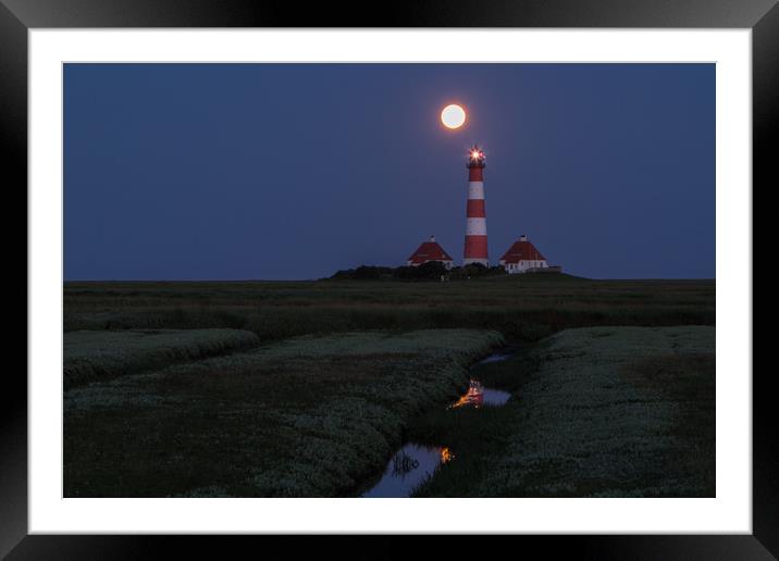 Moonset @ Westerhever Framed Mounted Print by Thomas Schaeffer