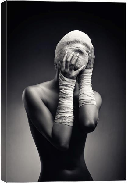 Woman in bandages Canvas Print by Johan Swanepoel