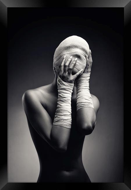 Woman in bandages Framed Print by Johan Swanepoel