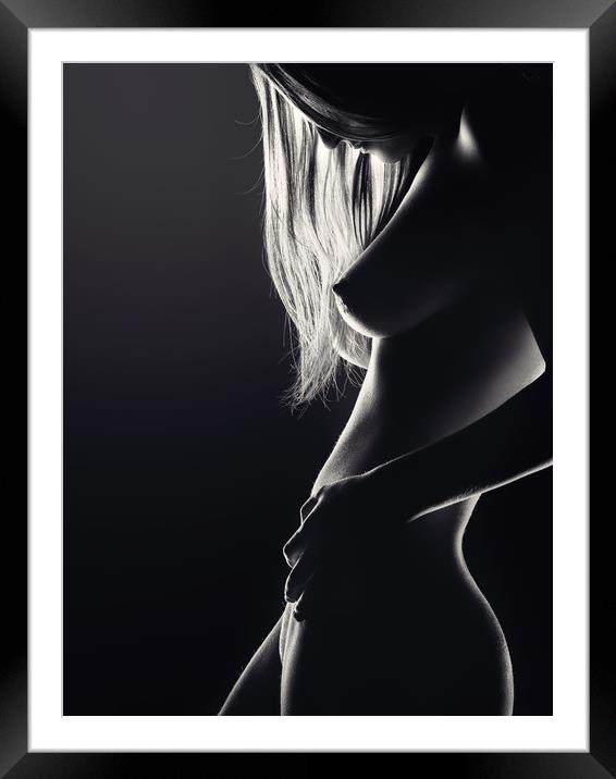 Nude woman bodyscape 34 Framed Mounted Print by Johan Swanepoel