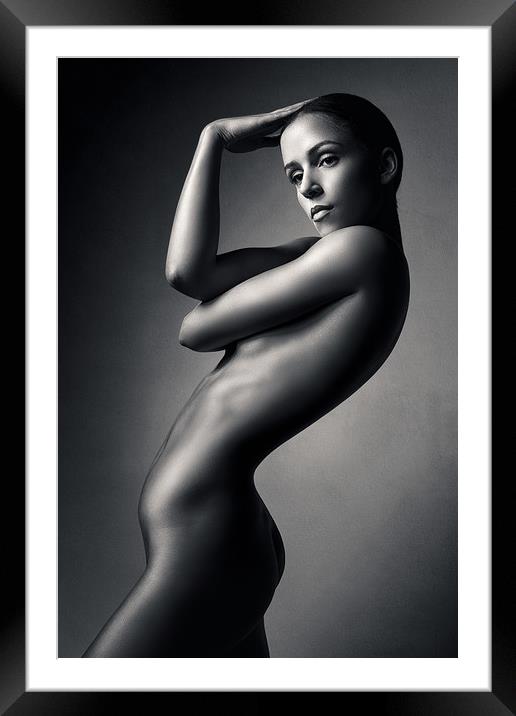 Nude woman fine art 1 Framed Mounted Print by Johan Swanepoel