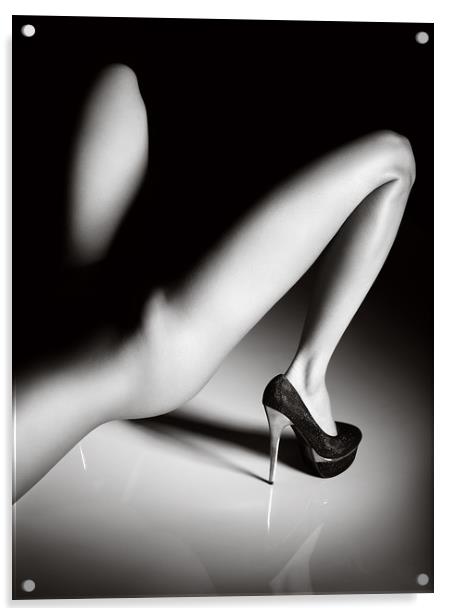 Sensual legs in high heels Acrylic by Johan Swanepoel