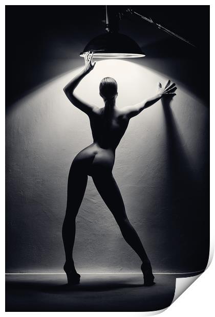Woman in the spotlight 2 Print by Johan Swanepoel