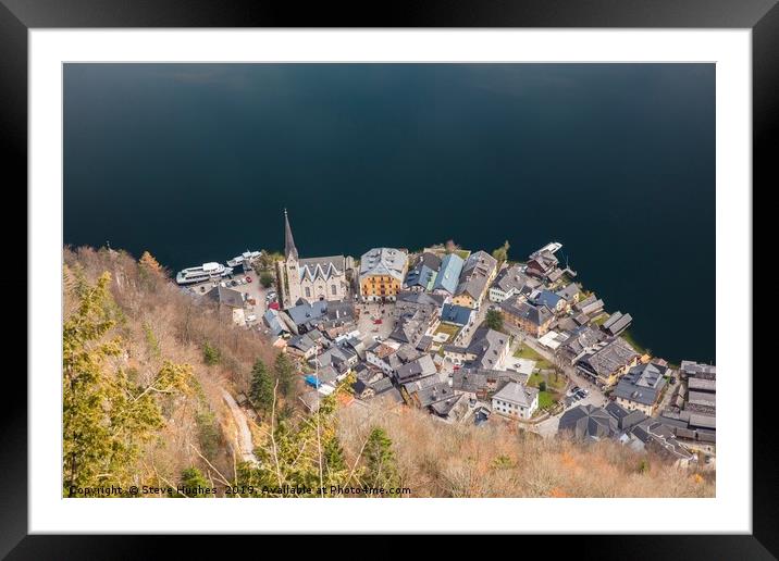 View of Hallstatt from Salzwelten Skywalk Framed Mounted Print by Steve Hughes