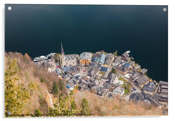 View of Hallstatt from Salzwelten Skywalk Acrylic by Steve Hughes