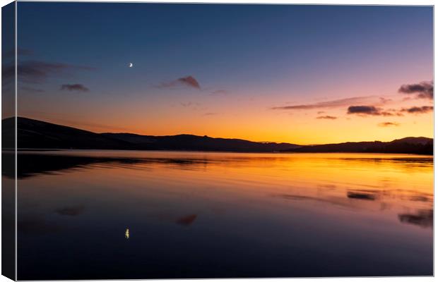 Moon Reflection on Loch Fyne, Scotland. Canvas Print by Rich Fotografi 