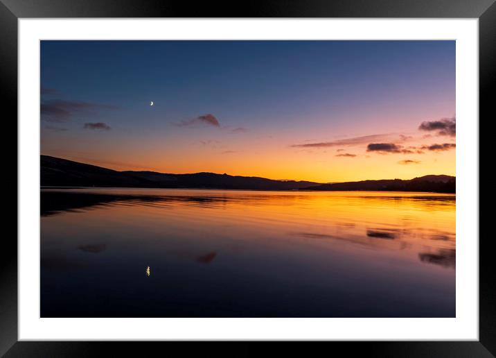 Moon Reflection on Loch Fyne, Scotland. Framed Mounted Print by Rich Fotografi 