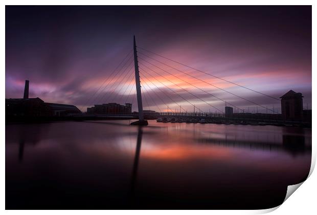 Sunrise at Swansea Sail Bridge Print by Leighton Collins